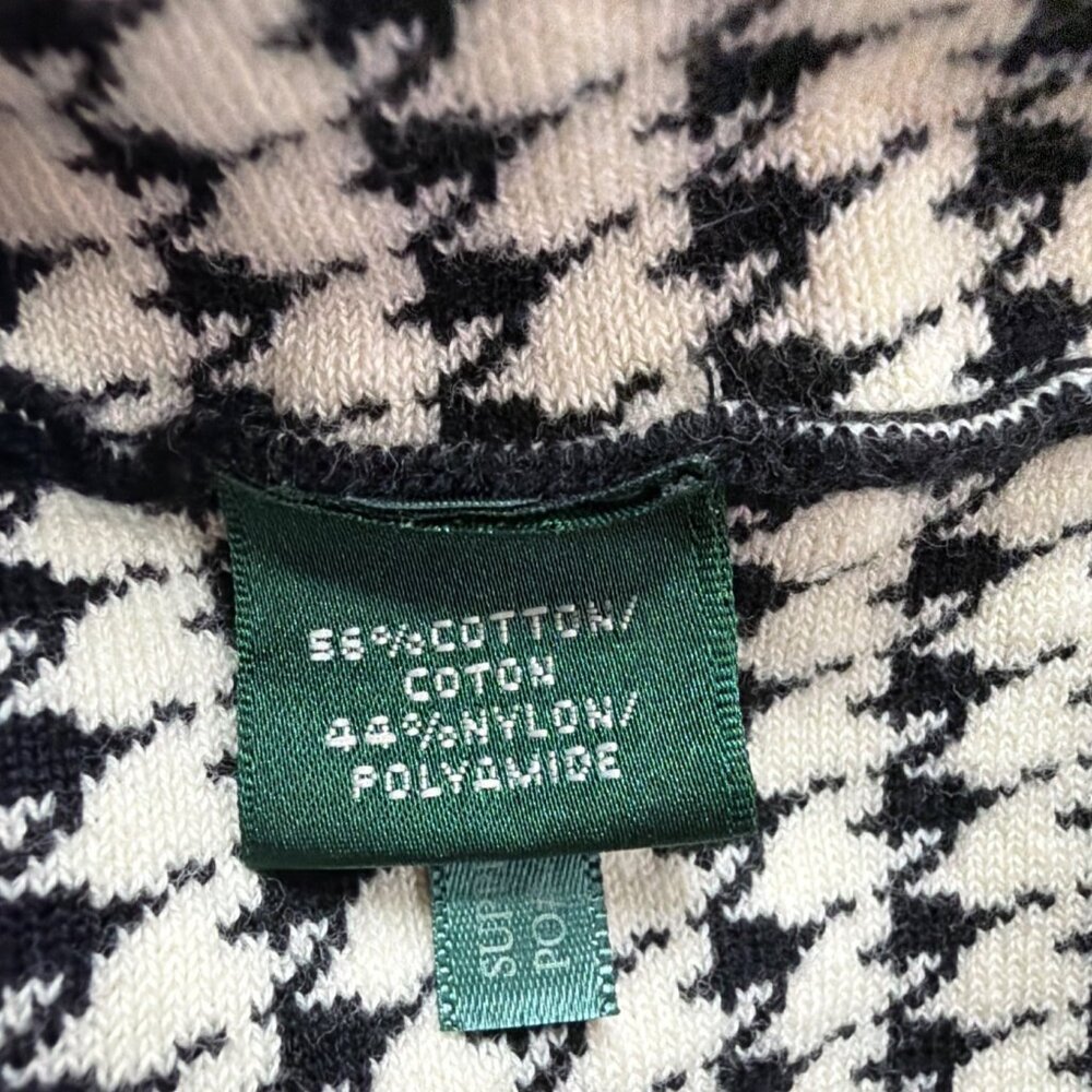 Lauren Ralph Lauren Womens Black & White Houndstooth Pleated Dress Sz M - Picture 8 of 10